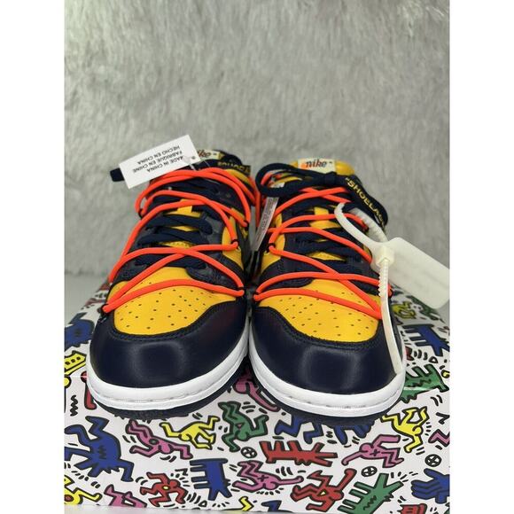 Size 8 - Nike Dunk Low x OFF-WHITE University Gold and Navy CT0856-700 DS OG ALL - Picture 3 of 16